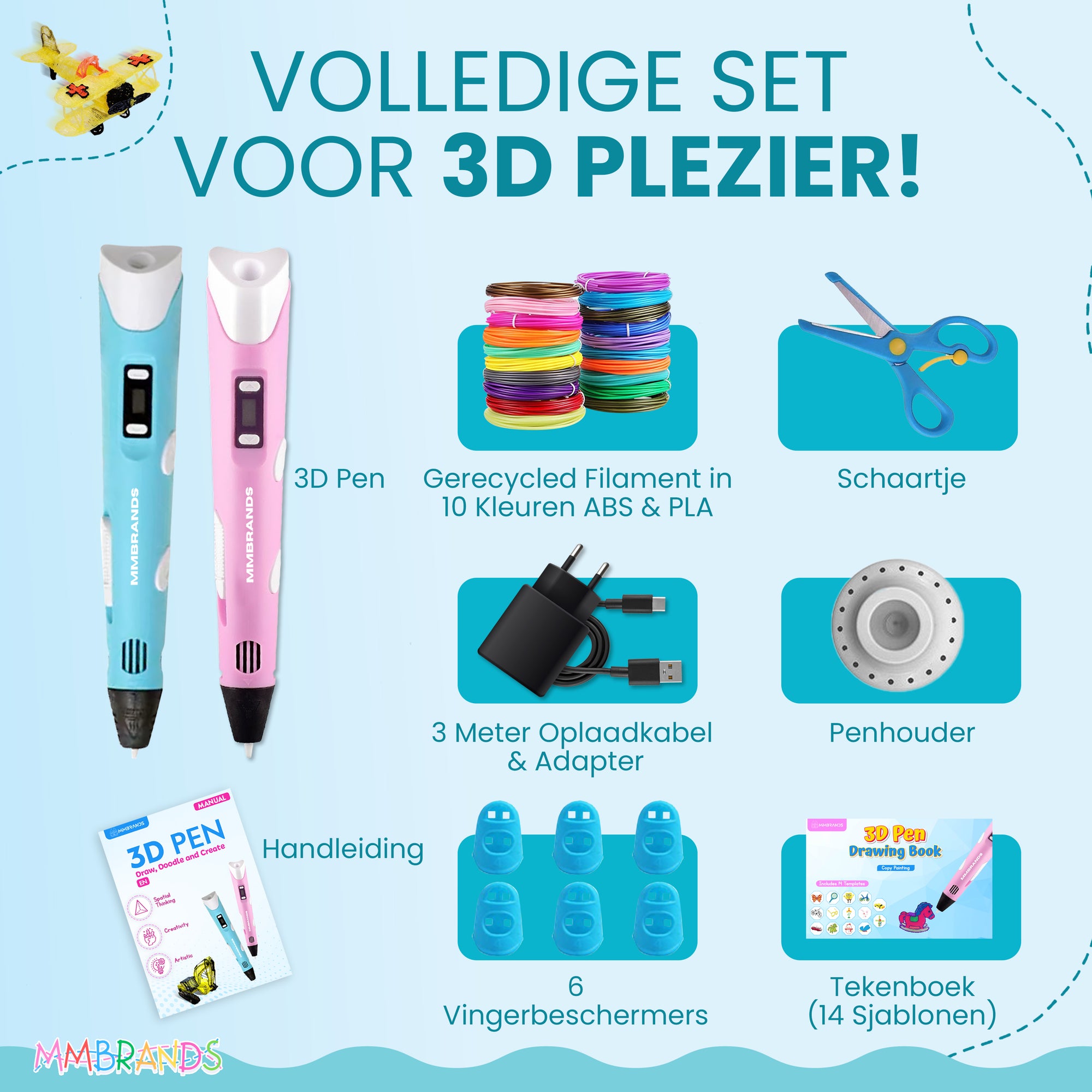 3D Pen Starterspakket - 10 Kleuren Filament